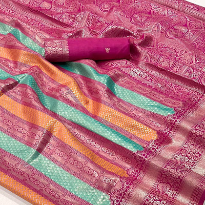 Burnt Pink Zari Weaving Kanjivaram Silk Saree