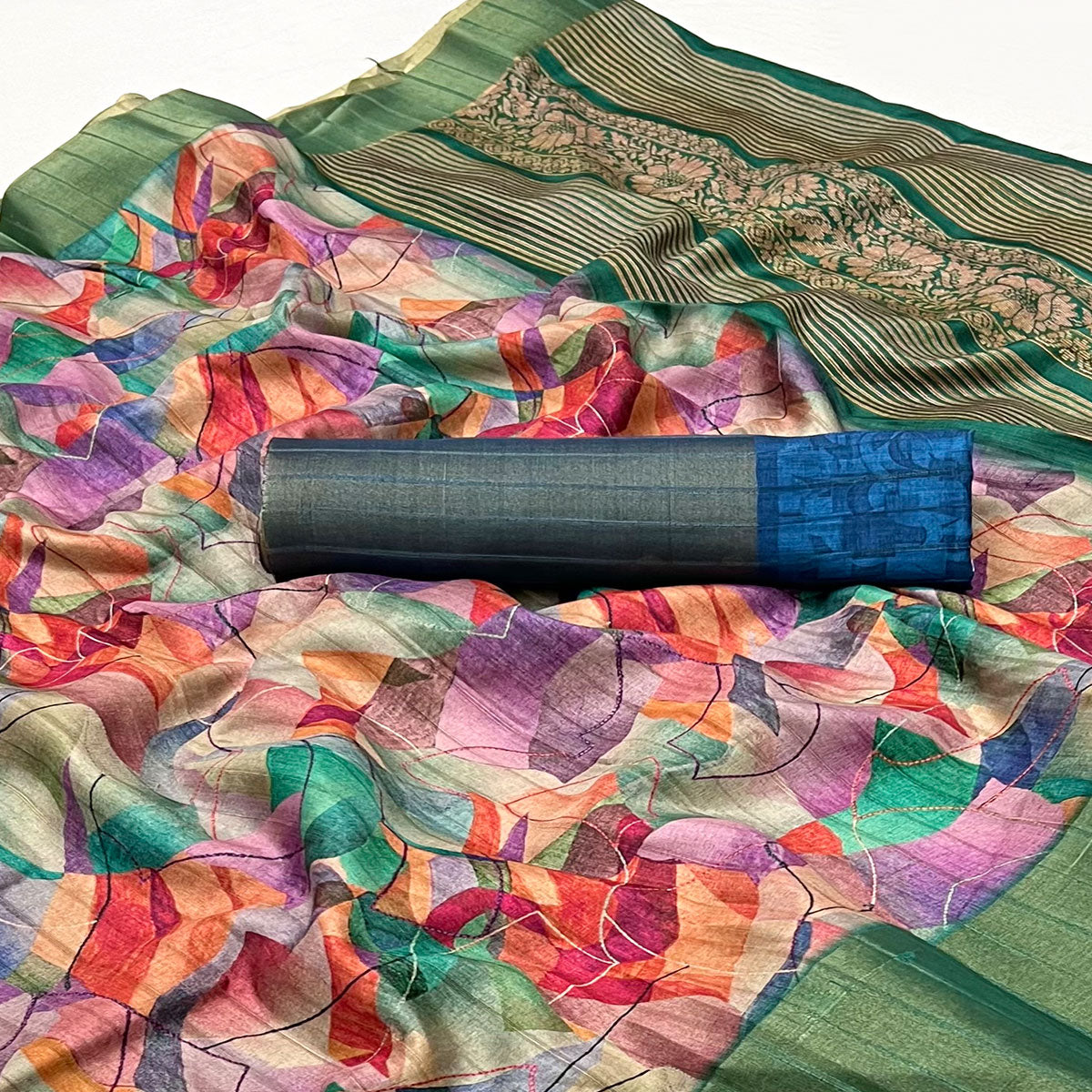 green-geometric-digital-printed-viscose-saree