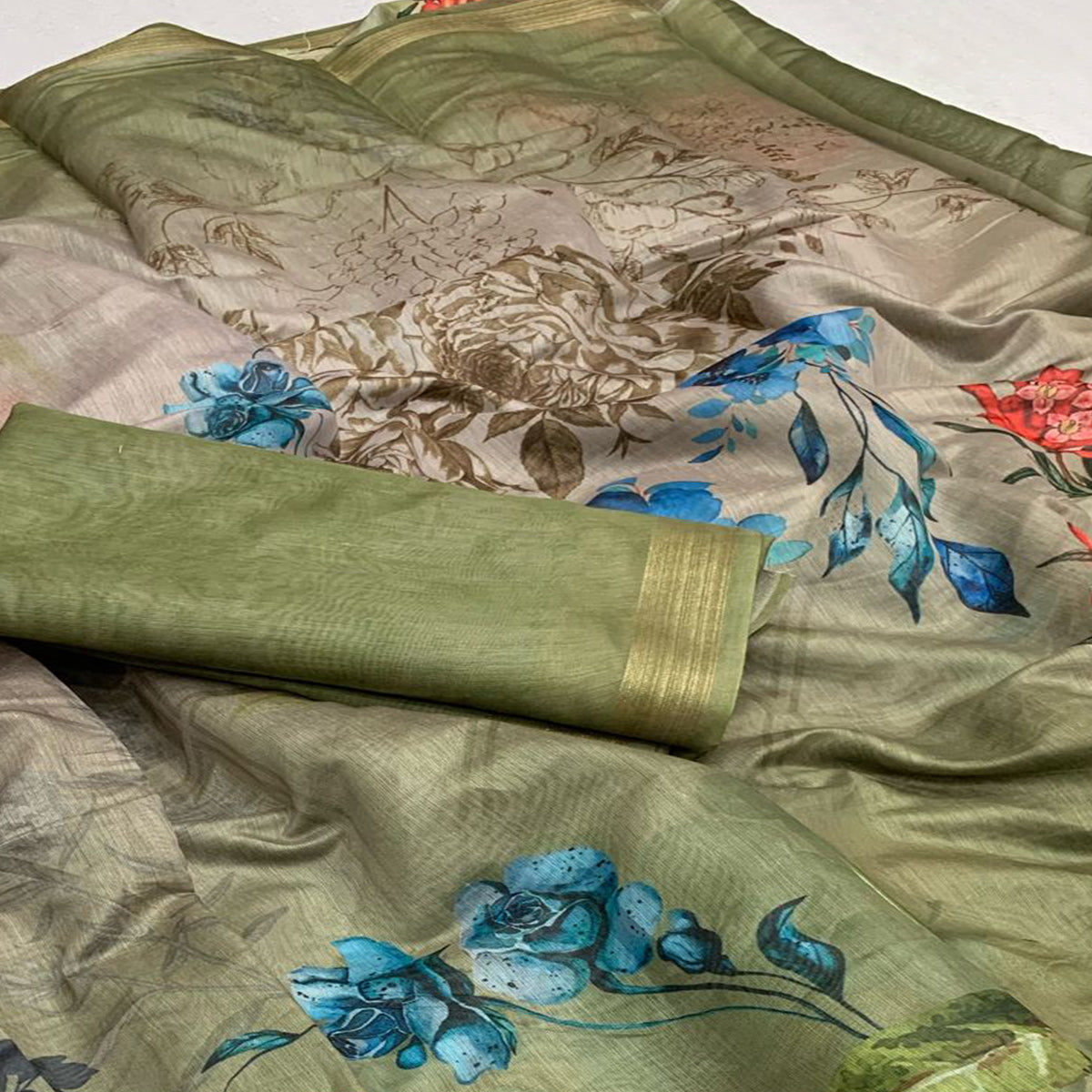 green-floral-digital-printed-chanderi-saree