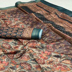 Multicolor Floral Digital Printed Chanderi Saree