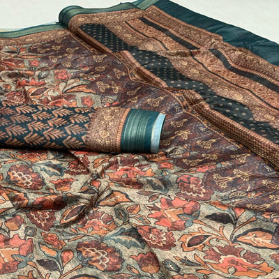 Multicolor Floral Digital Printed Chanderi Saree