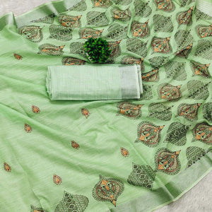 green-embroidered-cotton-silk-saree-with-tassels