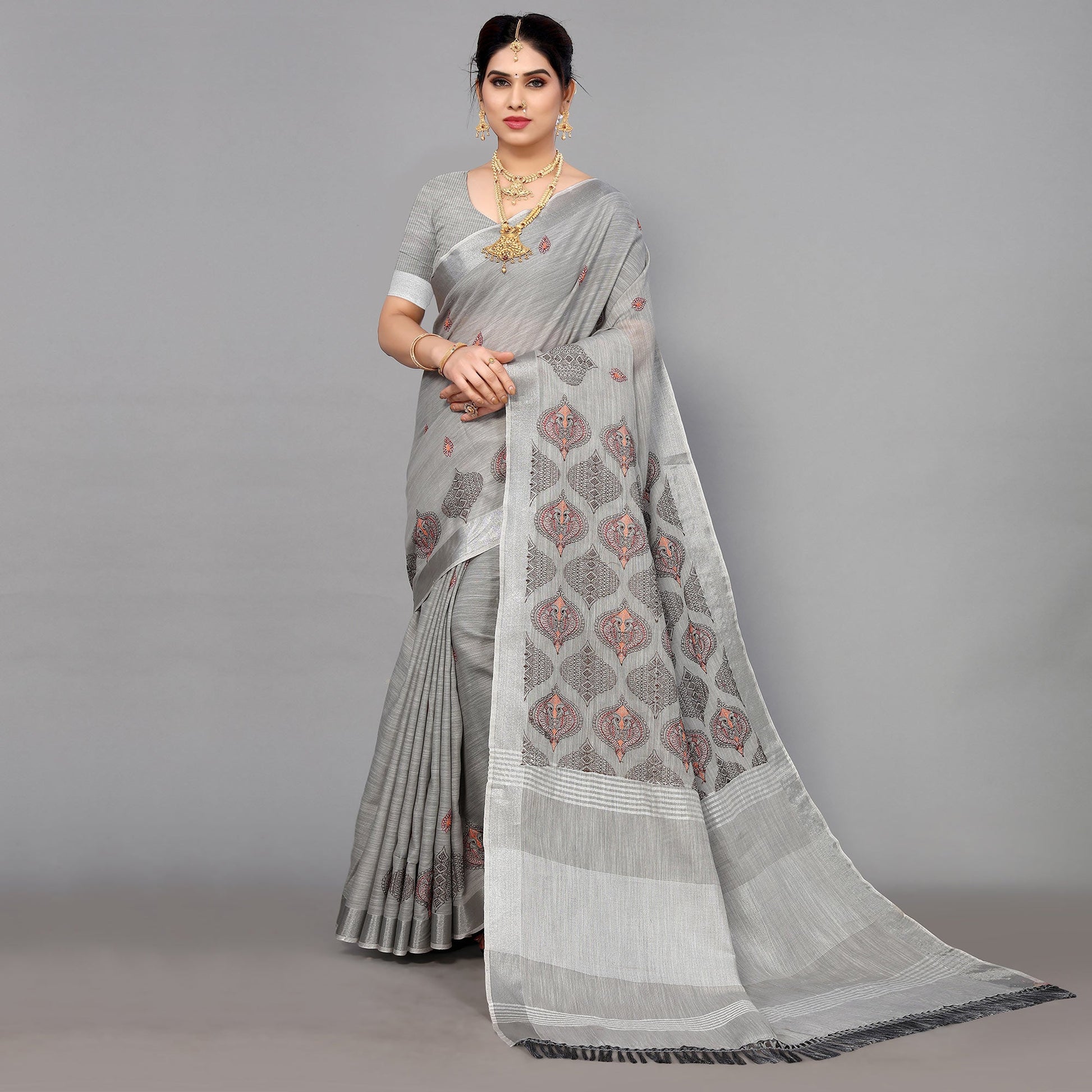 grey-embroidered-cotton-silk-saree-with-tassels