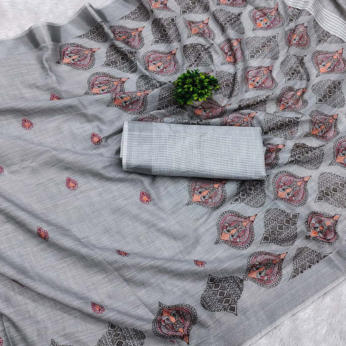 grey-embroidered-cotton-silk-saree-with-tassels