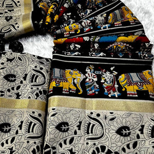 grey-black-kalamkari-printed-pure-mulmul-cotton-saree