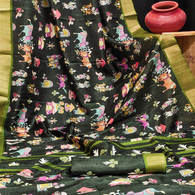 green-digital-printed-dola-silk-saree
