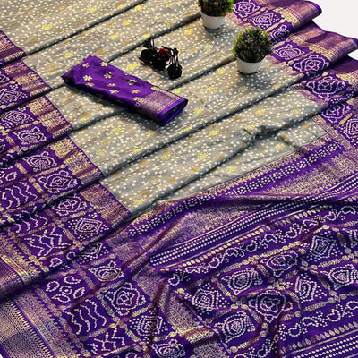 grey-purple-woven-with-bandhani-printed-dola-silk-saree