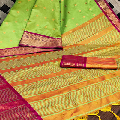 green-zari-woven-lichi-art-silk-saree-with-tassels