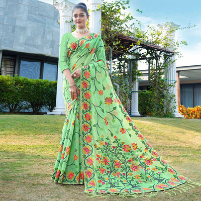 green-floral-woven-cotton-silk-saree-with-tassels-1