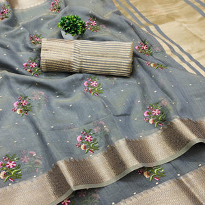 grey-floral-embroidered-cotton-silk-saree-with-zari-border