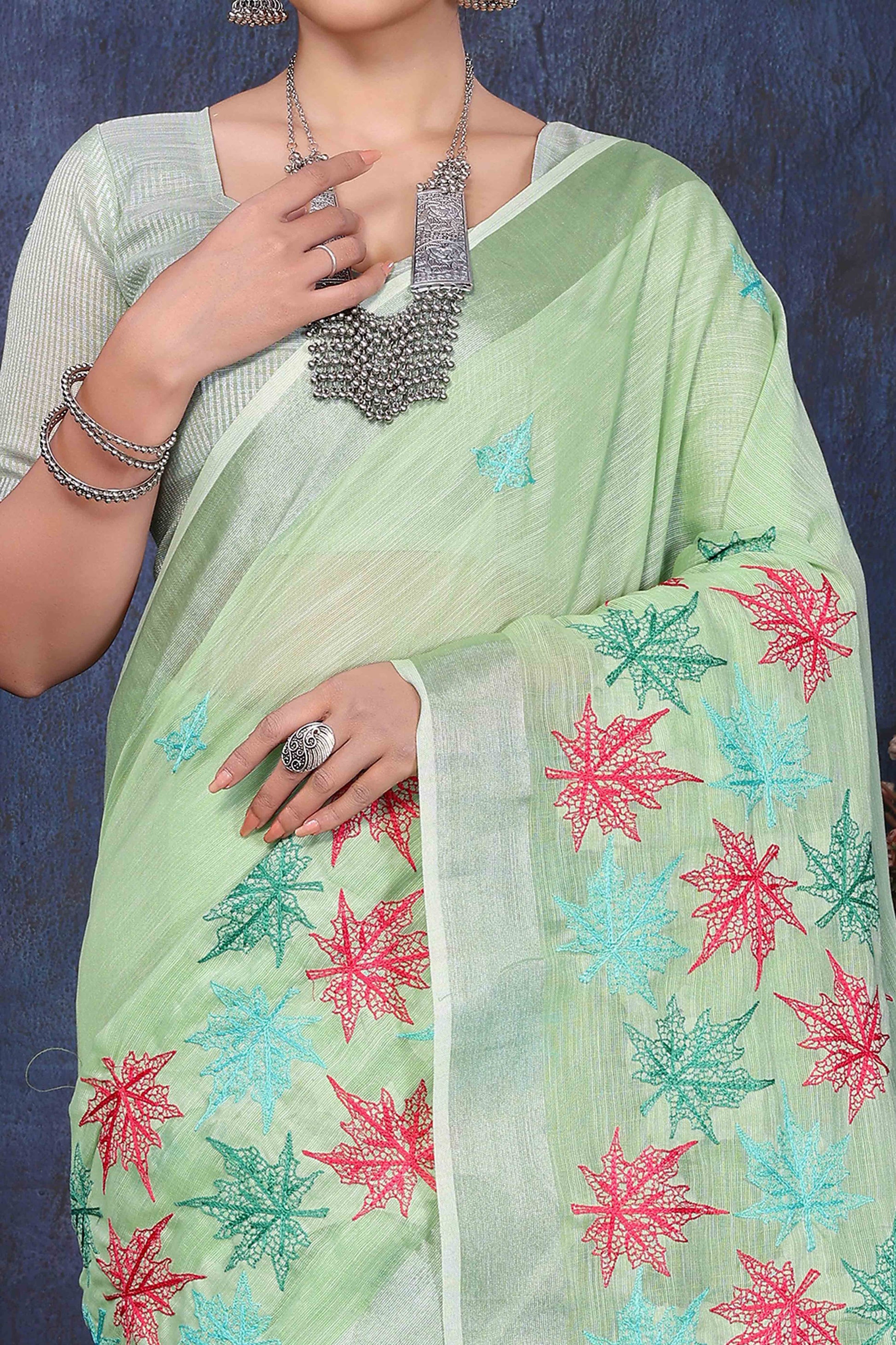 green-floral-embroidered-cotton-silk-saree-42