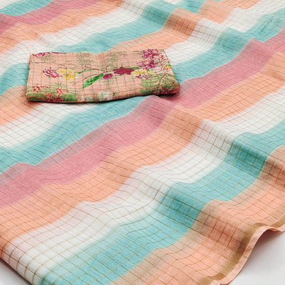 Peach Weaving Chanderi Saree