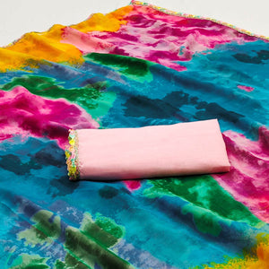 Multicolor Abstract Printed Georgette Saree