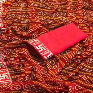 Maroon Bandhani Printed Georgette Saree
