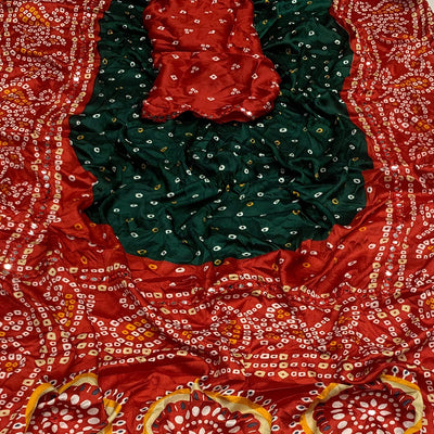 green-red-bandhani-printed-chiffon-saree-with-mirror-border