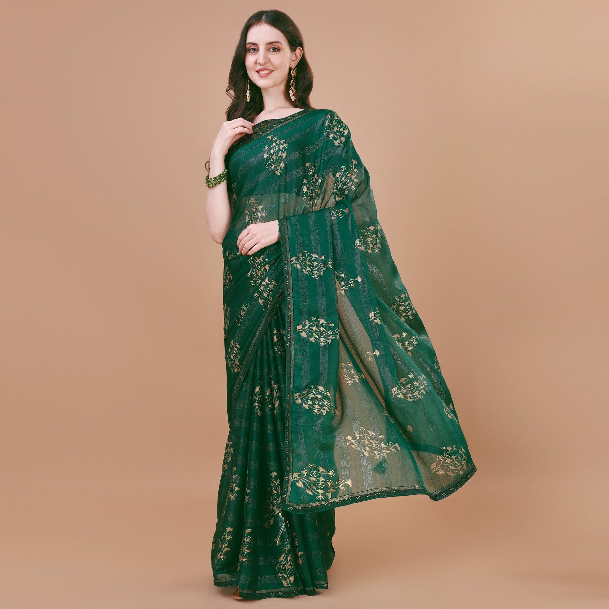 green-foil-printed-chiffon-saree-with-lace-border