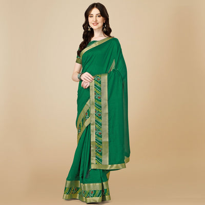 green-solid-vichitra-silk-saree-143341
