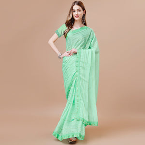 green-zari-work-chiffon-saree