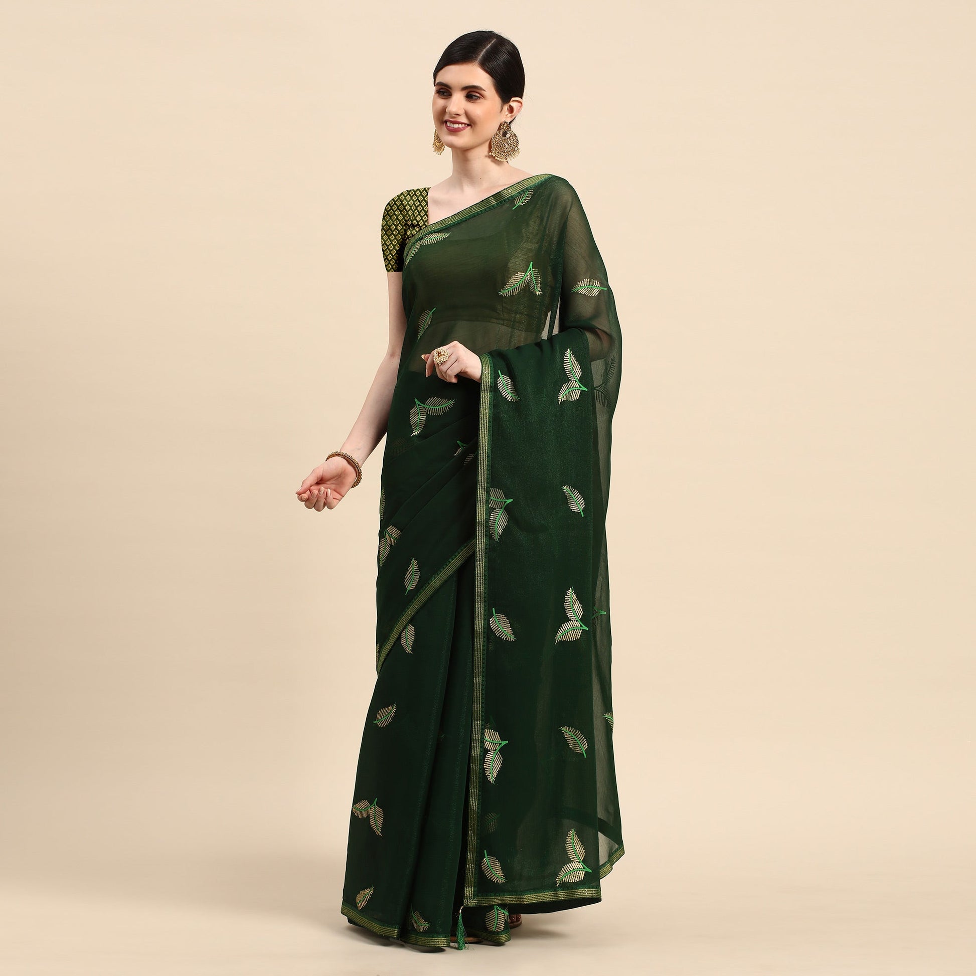 green-sequins-embroidered-chiffon-saree-with-tassels