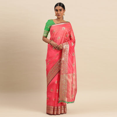 Gajari Woven Organza Saree