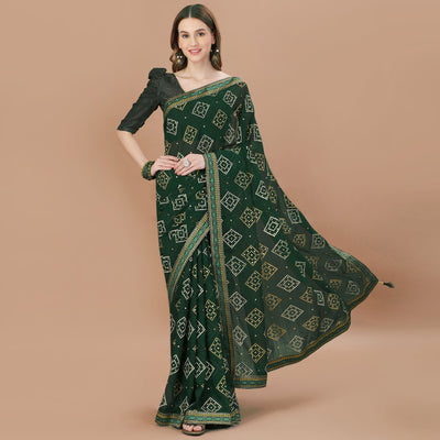 green-bandhani-printed-chiffon-saree-7