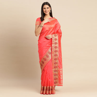 Gajari Woven Organza Saree