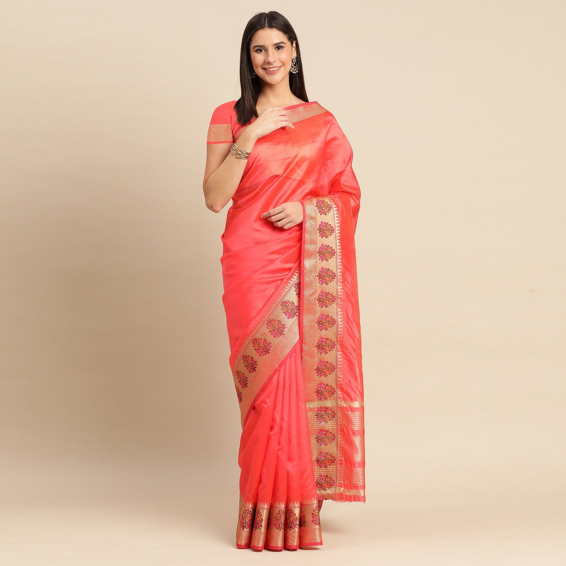 Gajari Woven Organza Saree