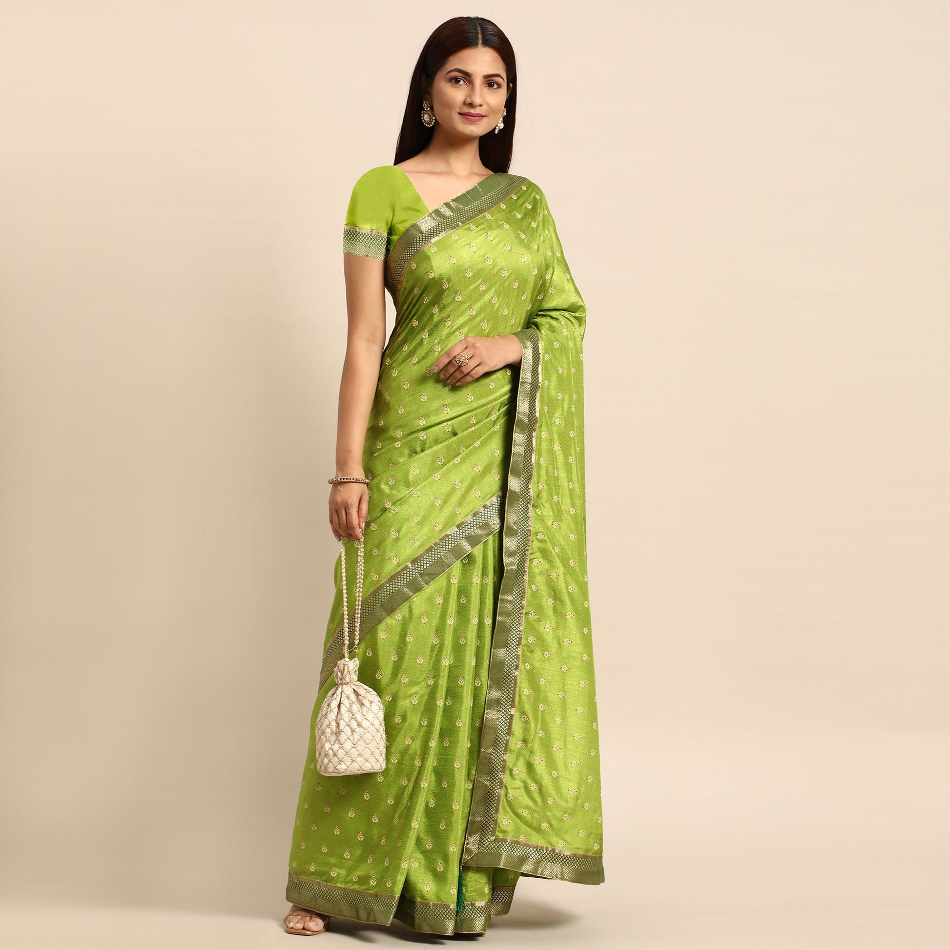 green-floral-printed-vichitra-silk-saree-with-tassels