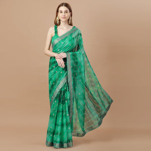 green-zari-work-chiffon-saree-lace-border