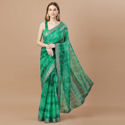 green-zari-work-chiffon-saree-lace-border