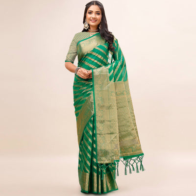 green-woven-organza-saree-with-tassels-20