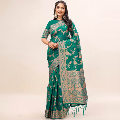 green-woven-organza-saree-with-tassels-21
