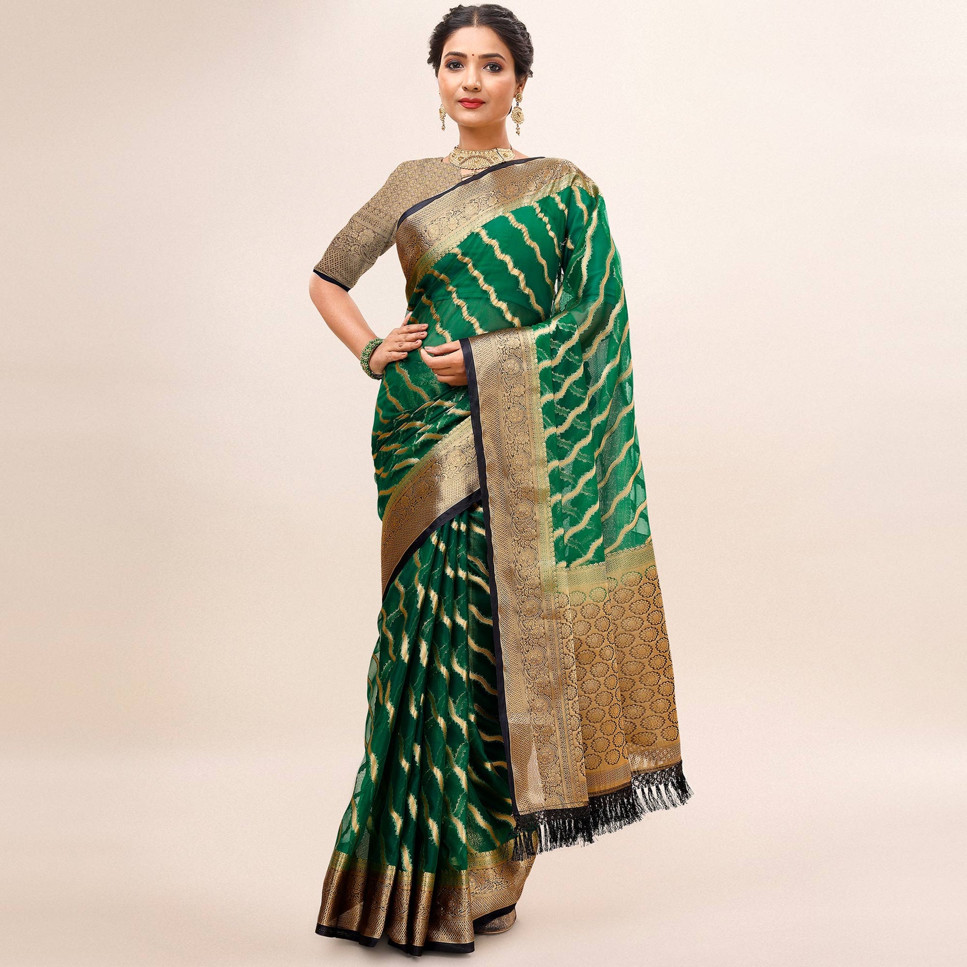 green-woven-organza-saree-with-tassels-23