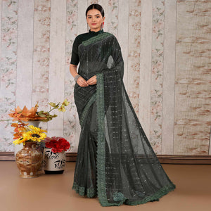 green-tikali-work-lycra-saree-with-embroidered-lace-border