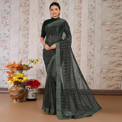 green-tikali-work-lycra-saree-with-embroidered-lace-border
