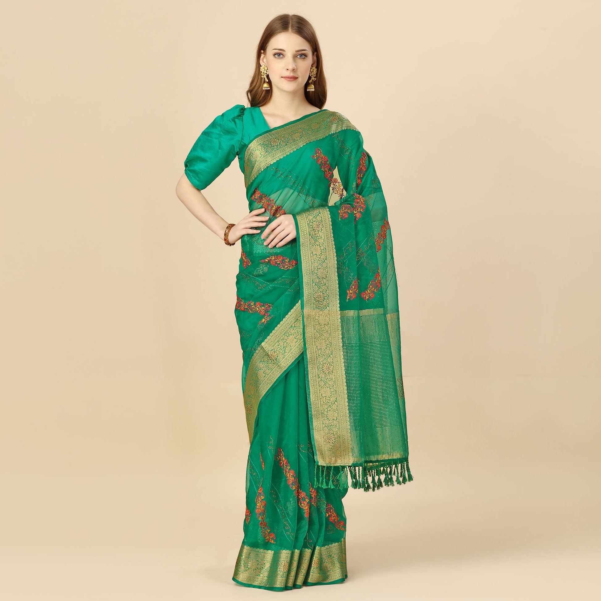 green-floral-embroidery-with-swarovski-work-organza-saree