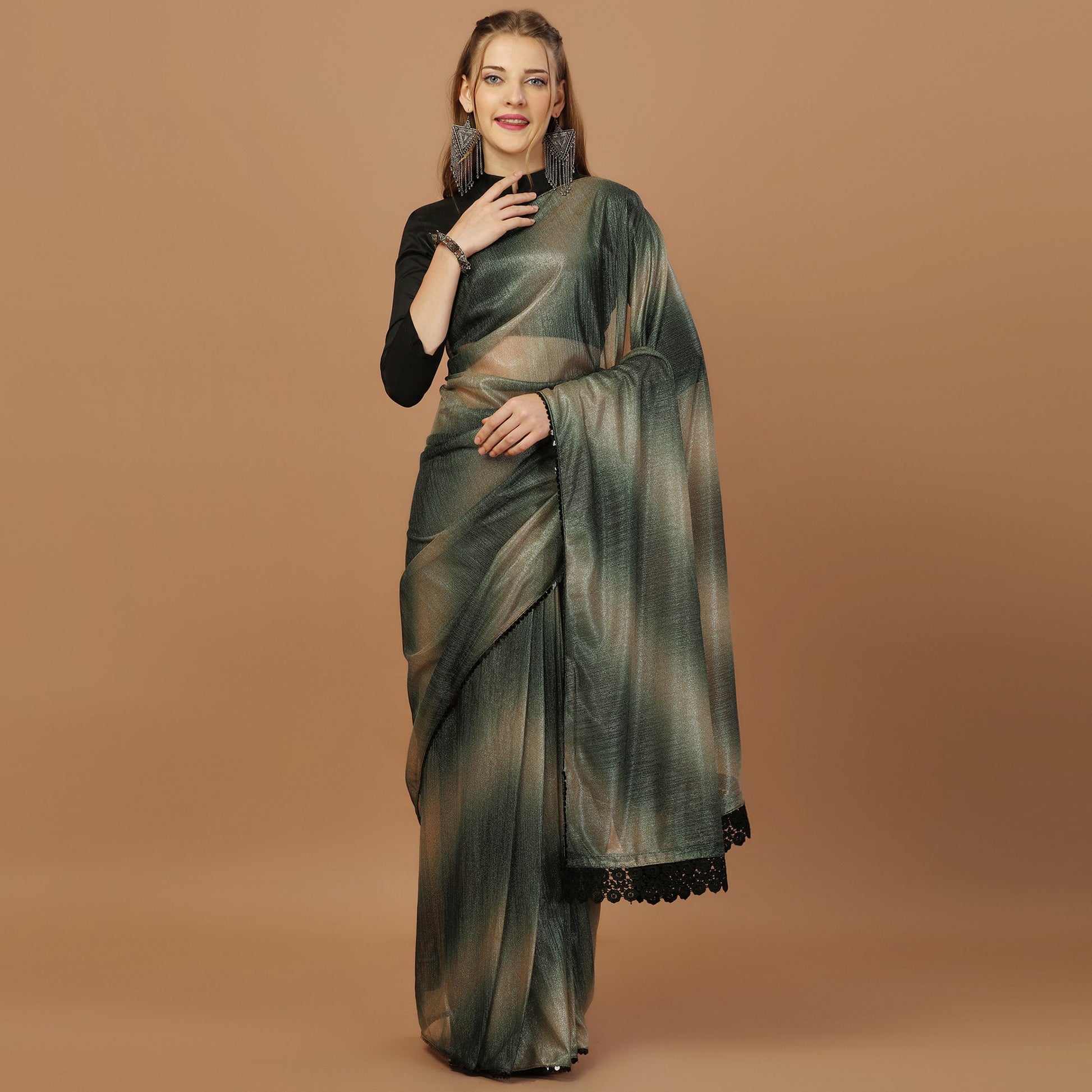 green-digital-printed-lycra-saree-with-lace-border