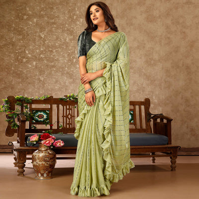 green-tikki-work-lycra-ready-to-wear-ruffle-saree