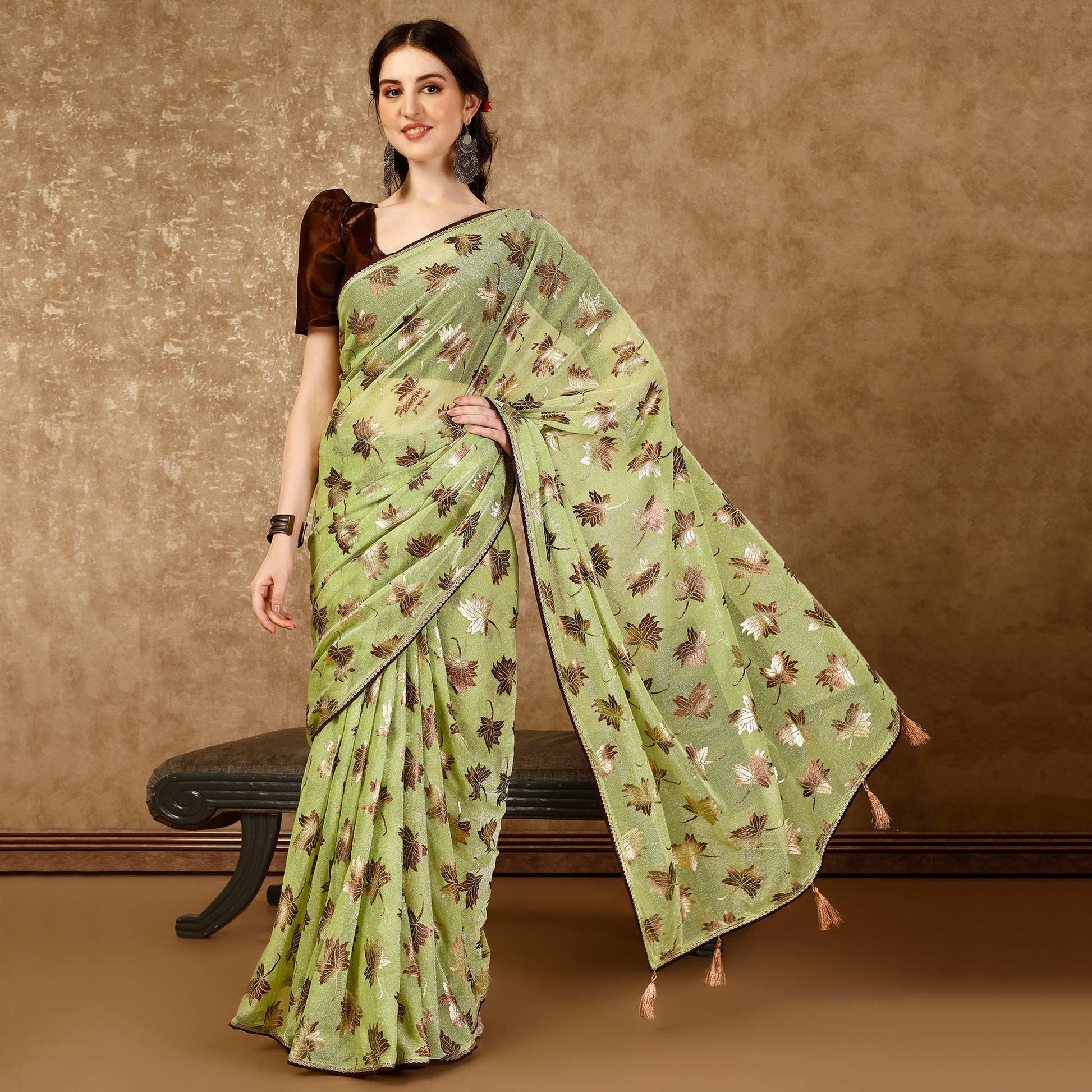 green-foil-printed-lycra-ready-to-wear-saree