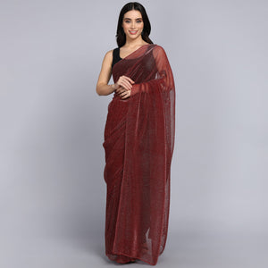 Maroon Solid Lycra Crush Saree