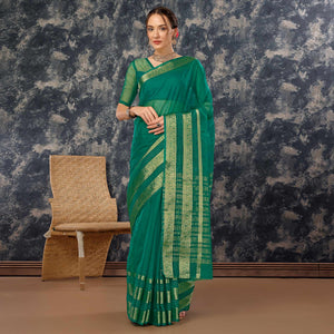 green-floral-zari-woven-organza-saree