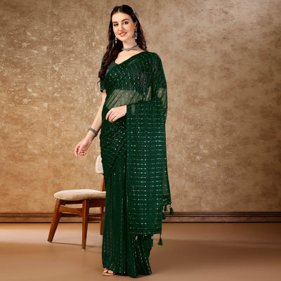 green-tikali-work-lycra-saree-with-tassels