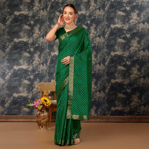 green-floral-foil-printed-vichitra-silk-saree-with-lace-border