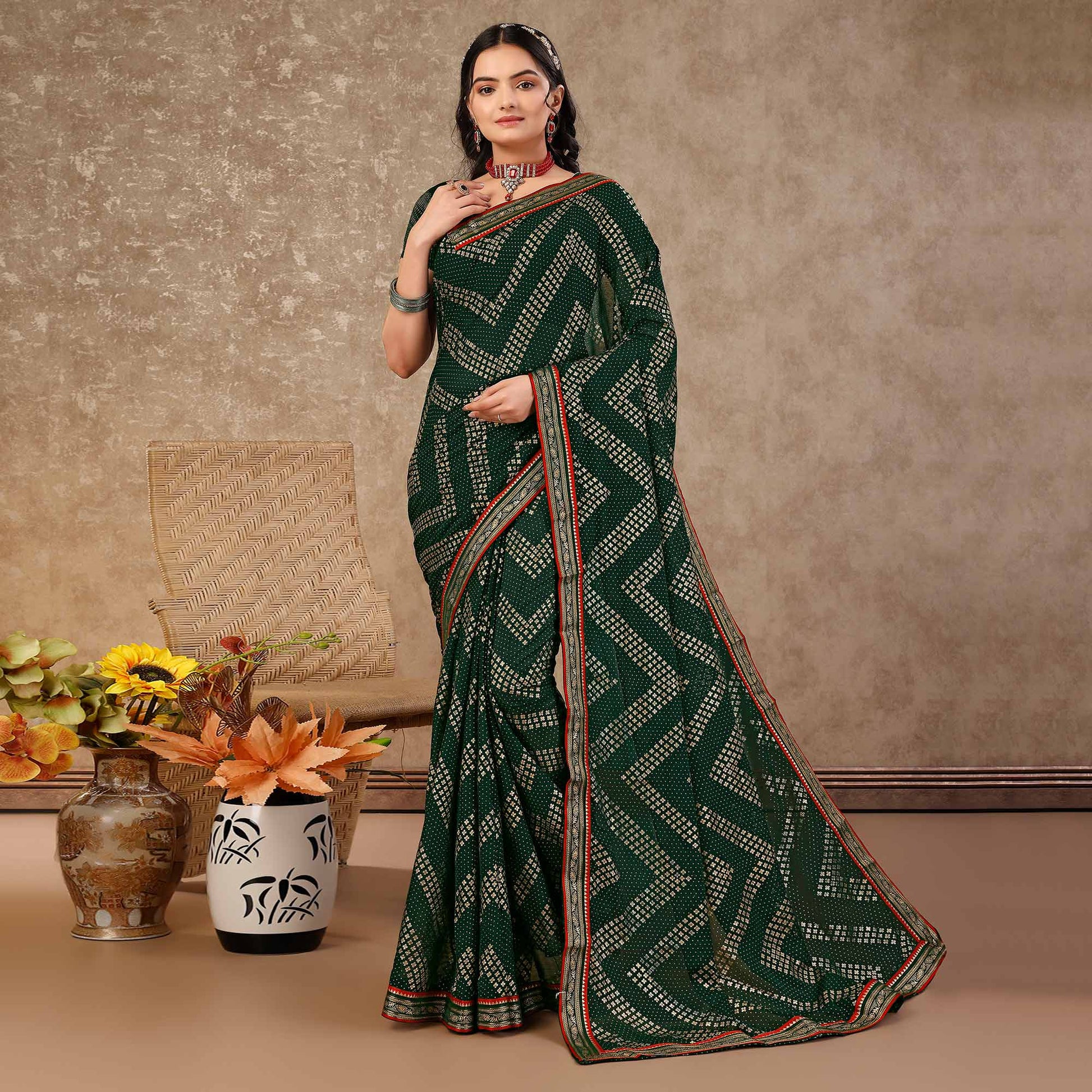 green-foil-printed-chiffon-saree-with-lace-border-5