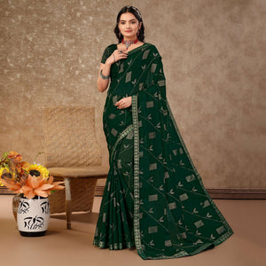 green-floral-foil-printed-chiffon-saree-with-lace-border-2