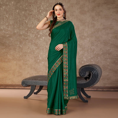 green-swarovski-work-vichitra-silk-saree-lace-border