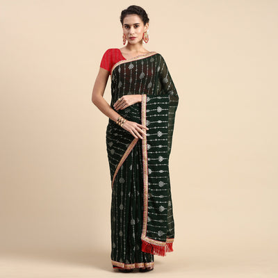 green-foil-printed-with-fancy-border-zomato-silk-saree