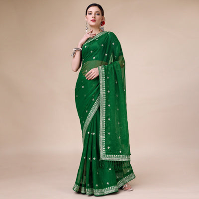 green-sequins-embroidered-chiffon-saree
