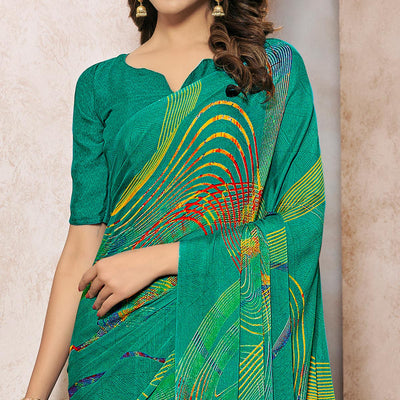 green-printed-georgette-saree-3