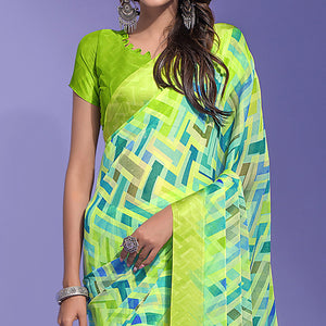 3green-geometric-printed-chiffon-saree